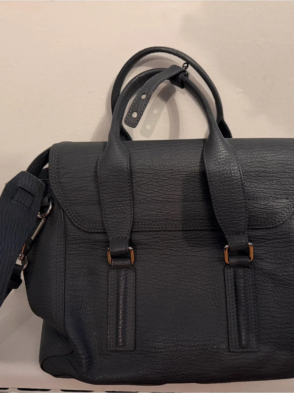 3.1 Phillip Lim Medium Pashli Satchel - Grey Pebbled Leather - Authentic